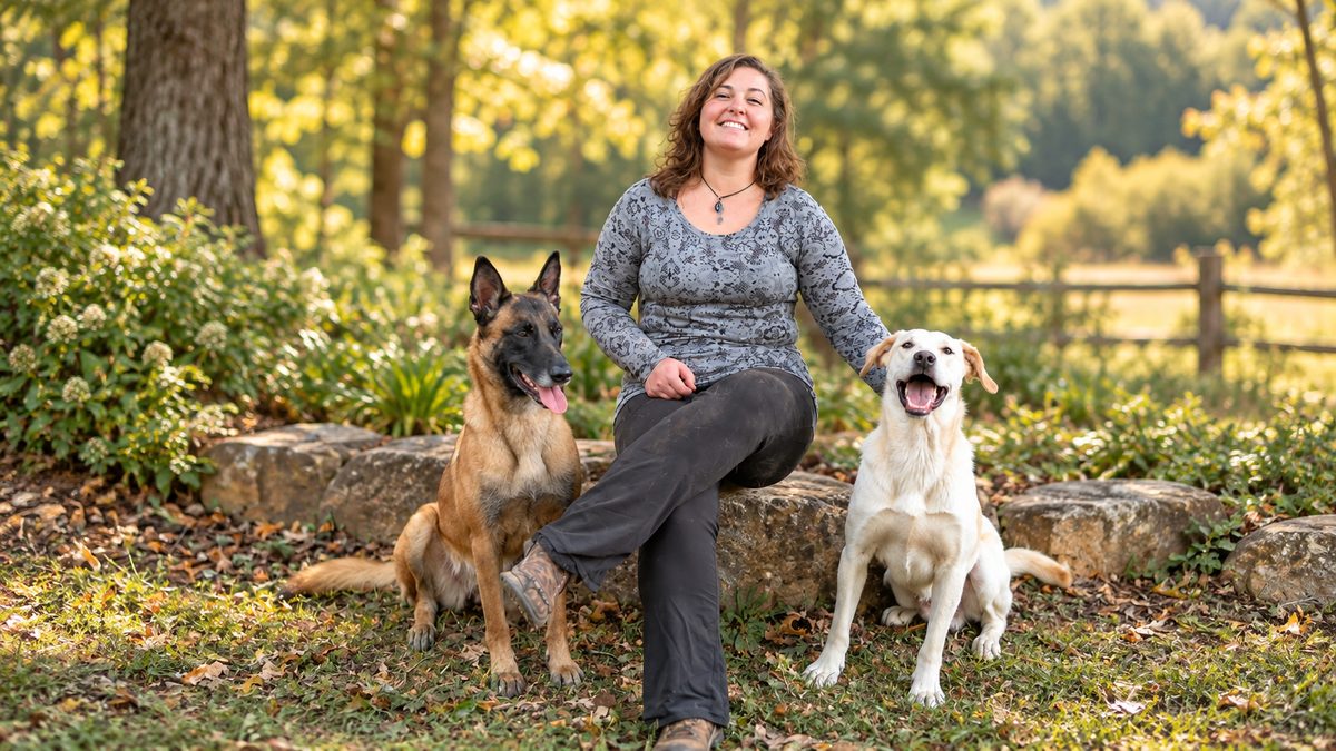 Natalie Tyson with two of her dogs