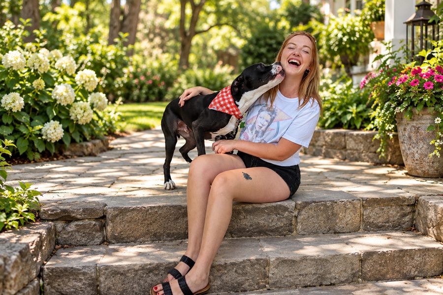 Catlyne DeBildt with their dog Bowie