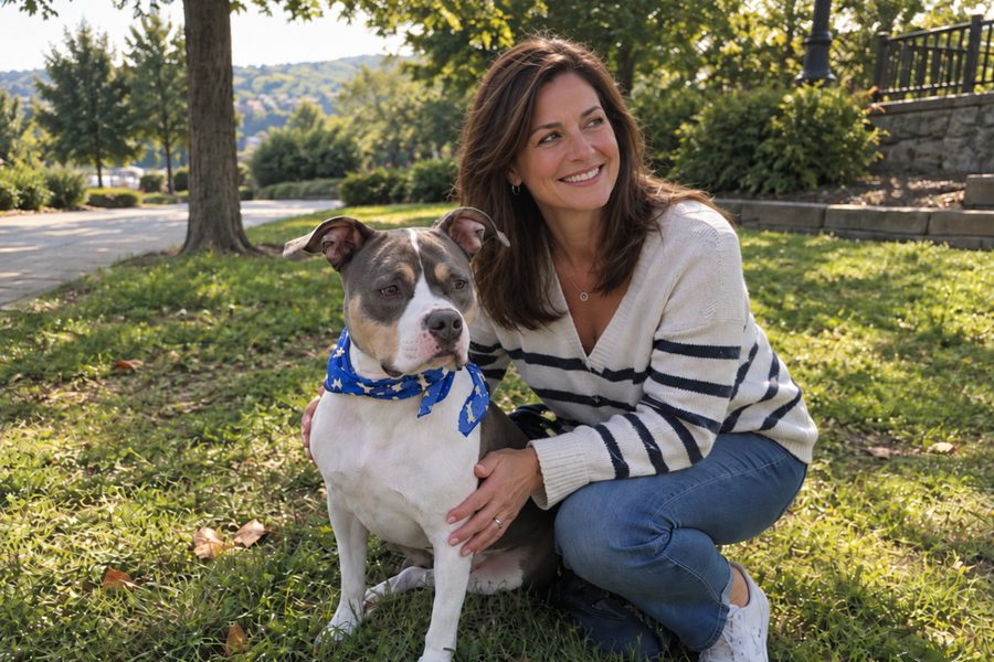 Summer Mathis with her American Bully Phoenix